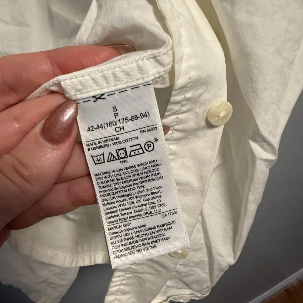 Gap White Cotton Camp Shirt Crop Small - Picture 6 of 7